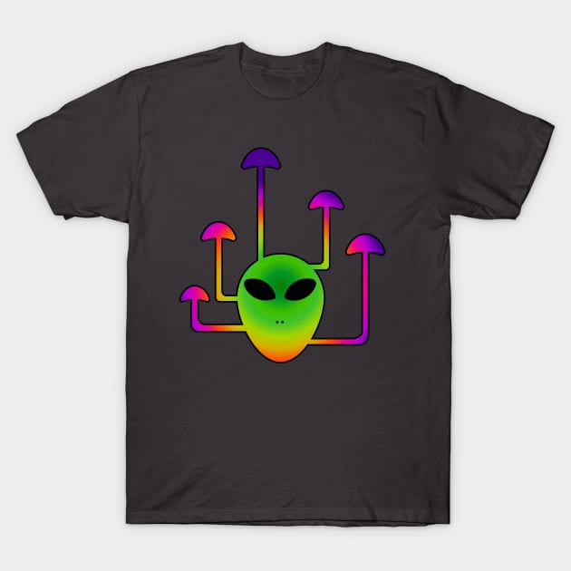 Trippy alien mushroom head T-Shirt by QuickSilverfish